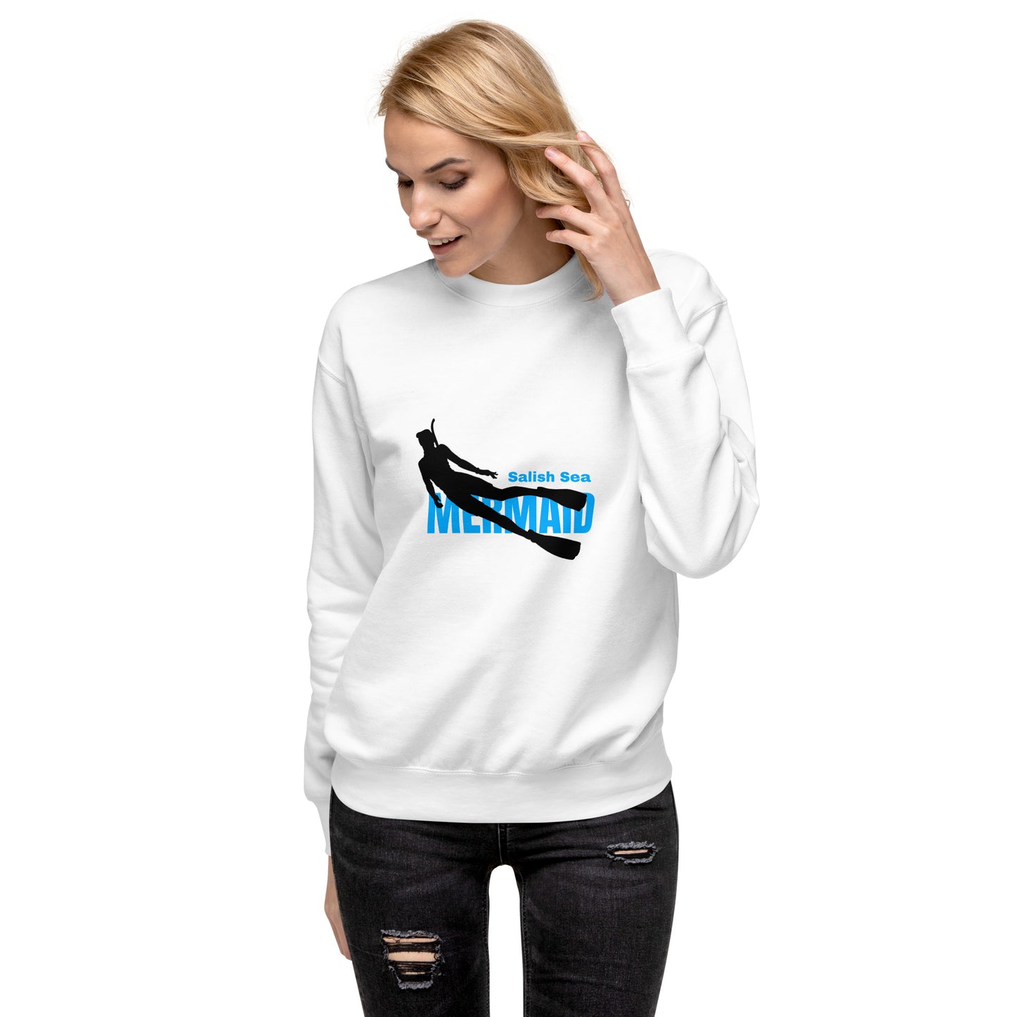 Adult - "Mermaid" white background - Premium Sweatshirt