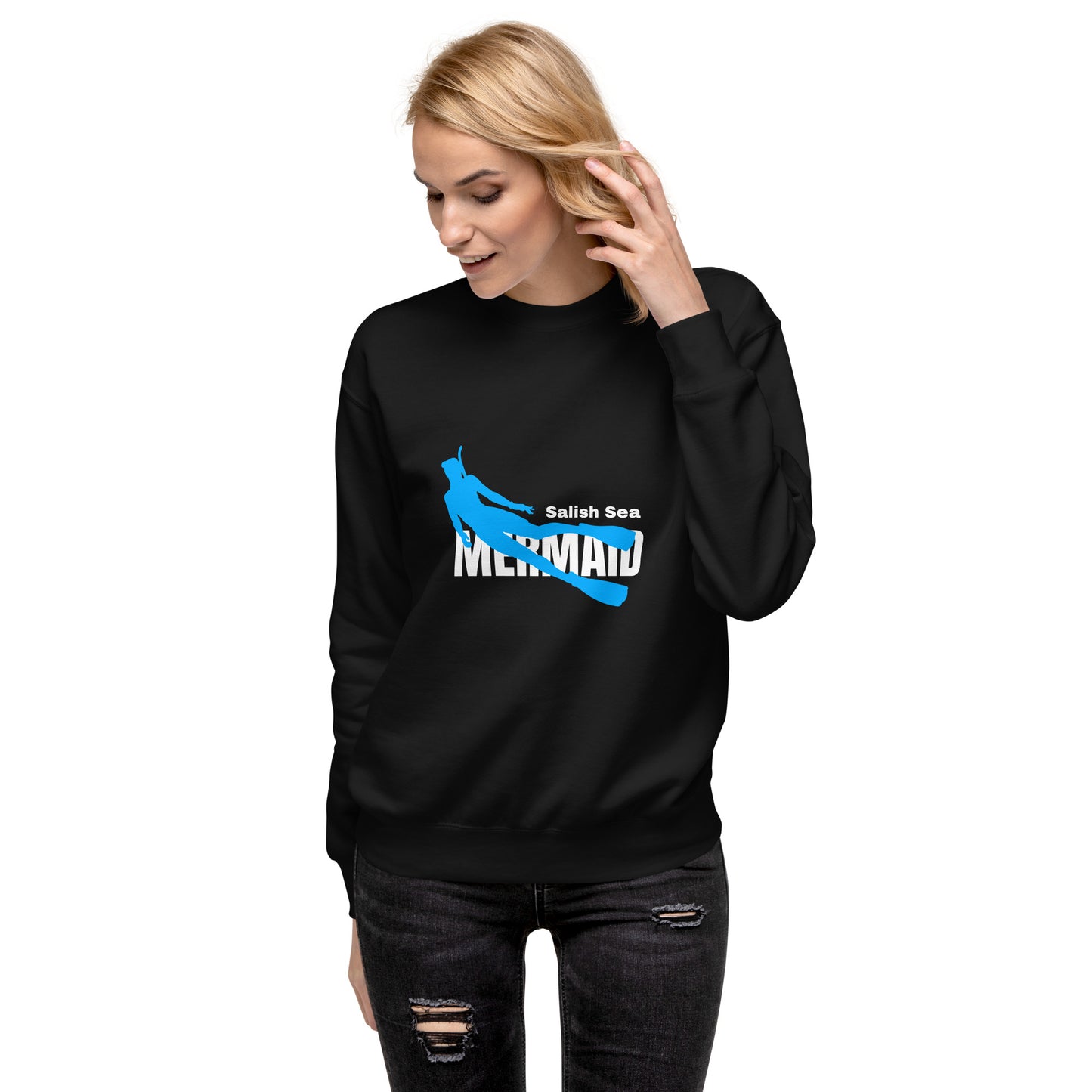 Adult - "Mermaid" black background - Premium Sweatshirt